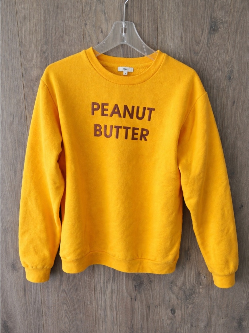 Peanut Butter Graphic Sweatshirt Yellow Crewneck Size S Casual Pullover